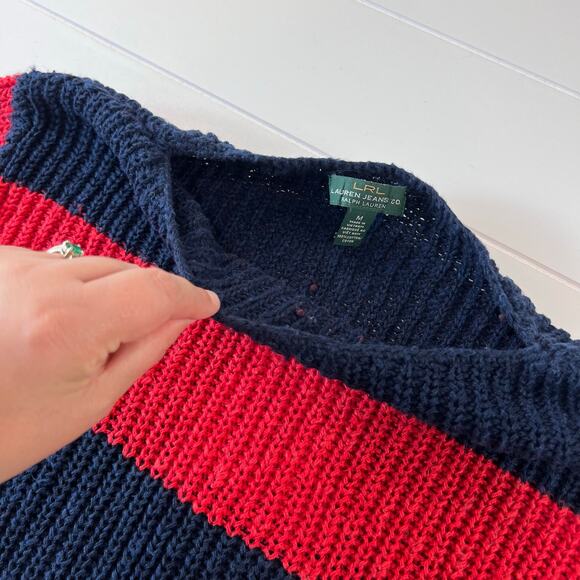 Lauren Ralph Lauren red white blue Knit Sweater women’s size Medium - Picture 6 of 7